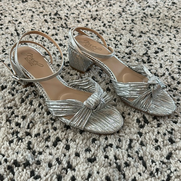 Jewel Badgley Mischka Shoes - Silver Ankle Strap Heels